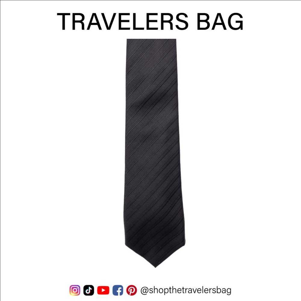 Black Subtle Stripe Pattern Tie | Alfani
